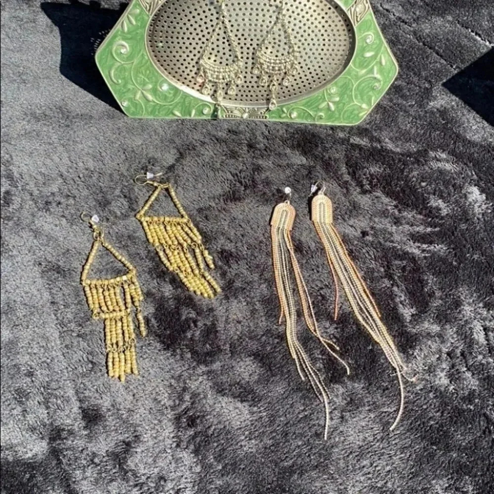 Chandelier style silver/gold tone 3‎ sets earrings